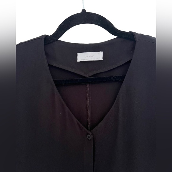 Oak + FORT Button Front Mini Midi Coverup Dress Shirtdress Black S - Picture 6 of 9